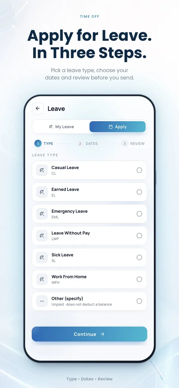 Abhishek International HRMS: Apply for leave in three steps