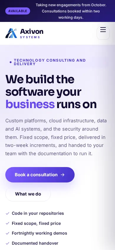 Axivon Systems on mobile