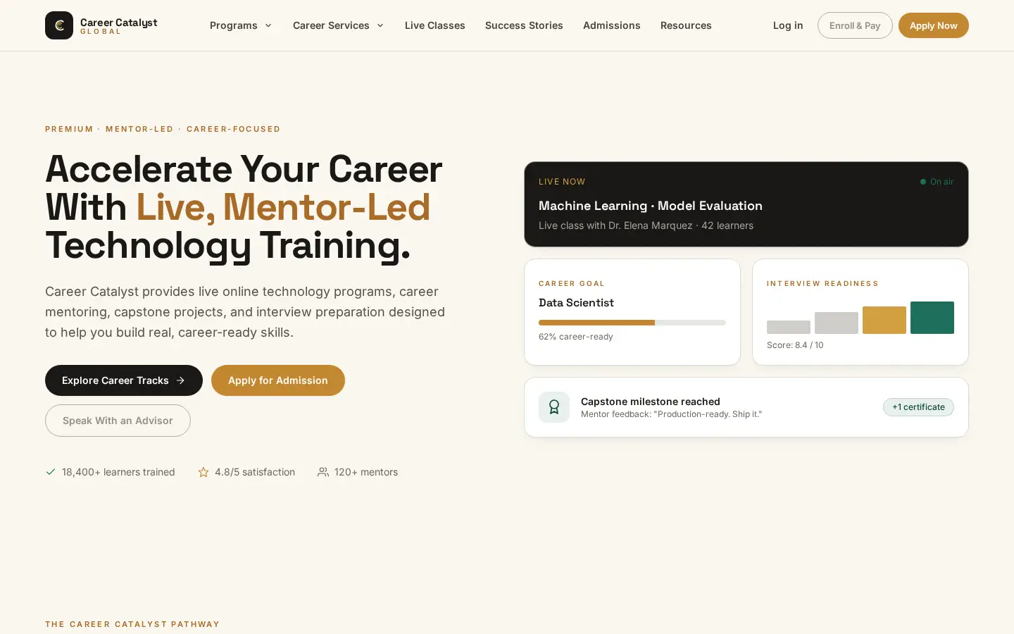 Career Catalyst Global website — homepage