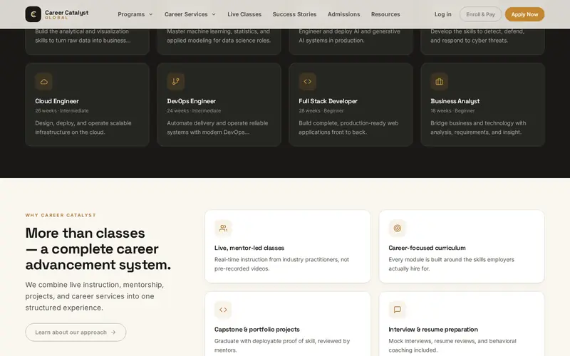 Career Catalyst Global — interior page section