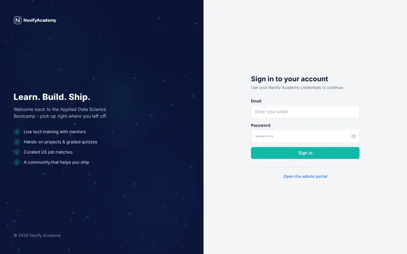 Homepage of Nexify Academy