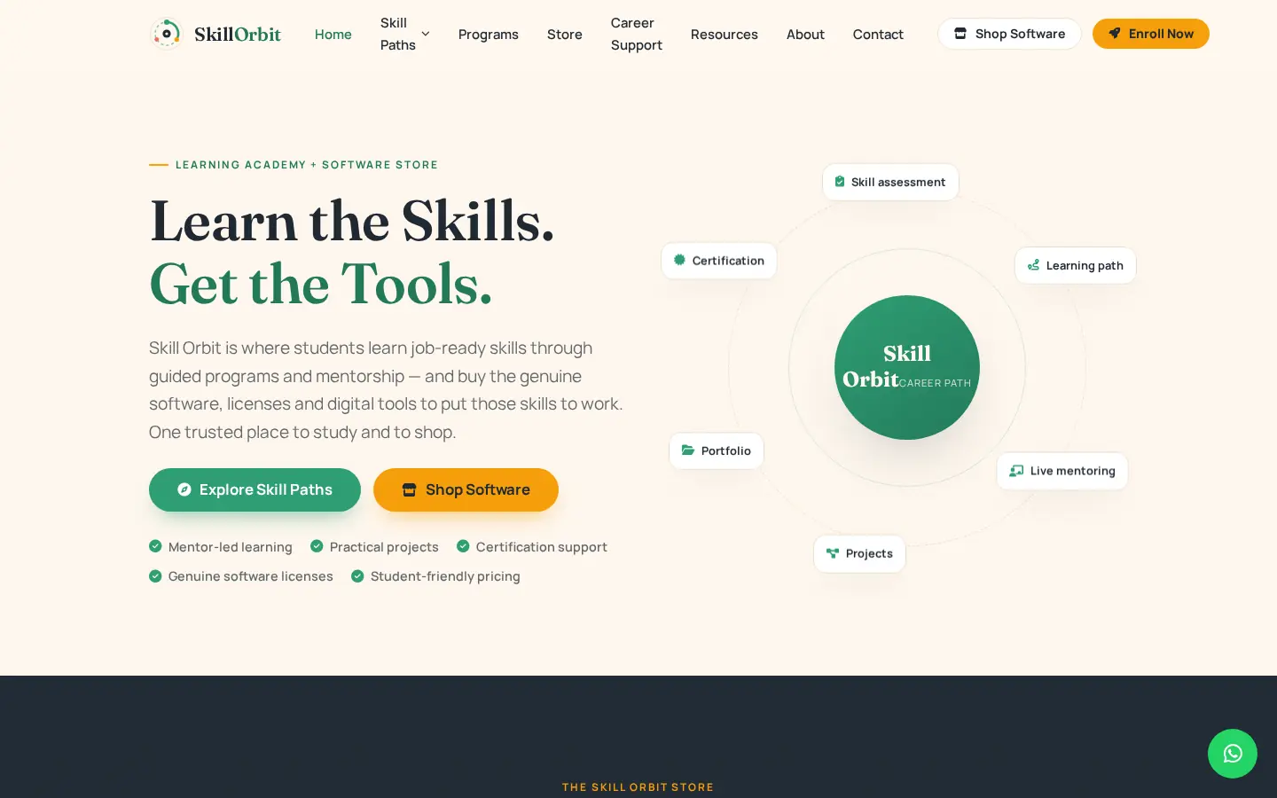 Skill Orbit website — homepage