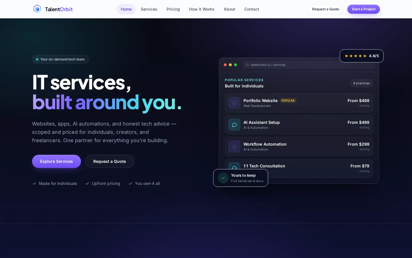 Talent Orbit website — homepage