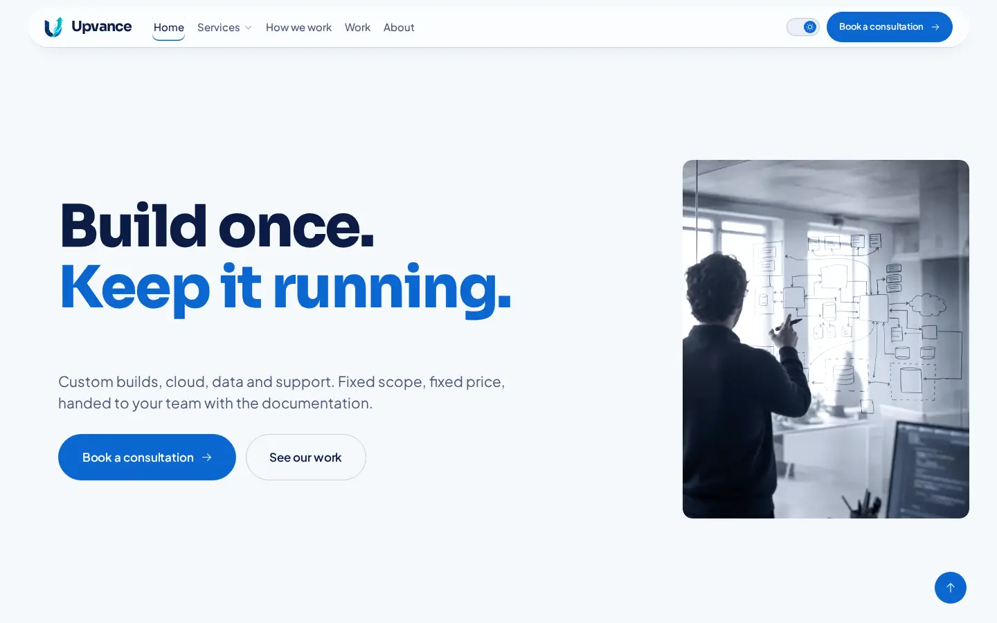 Upvance Technologies website — homepage