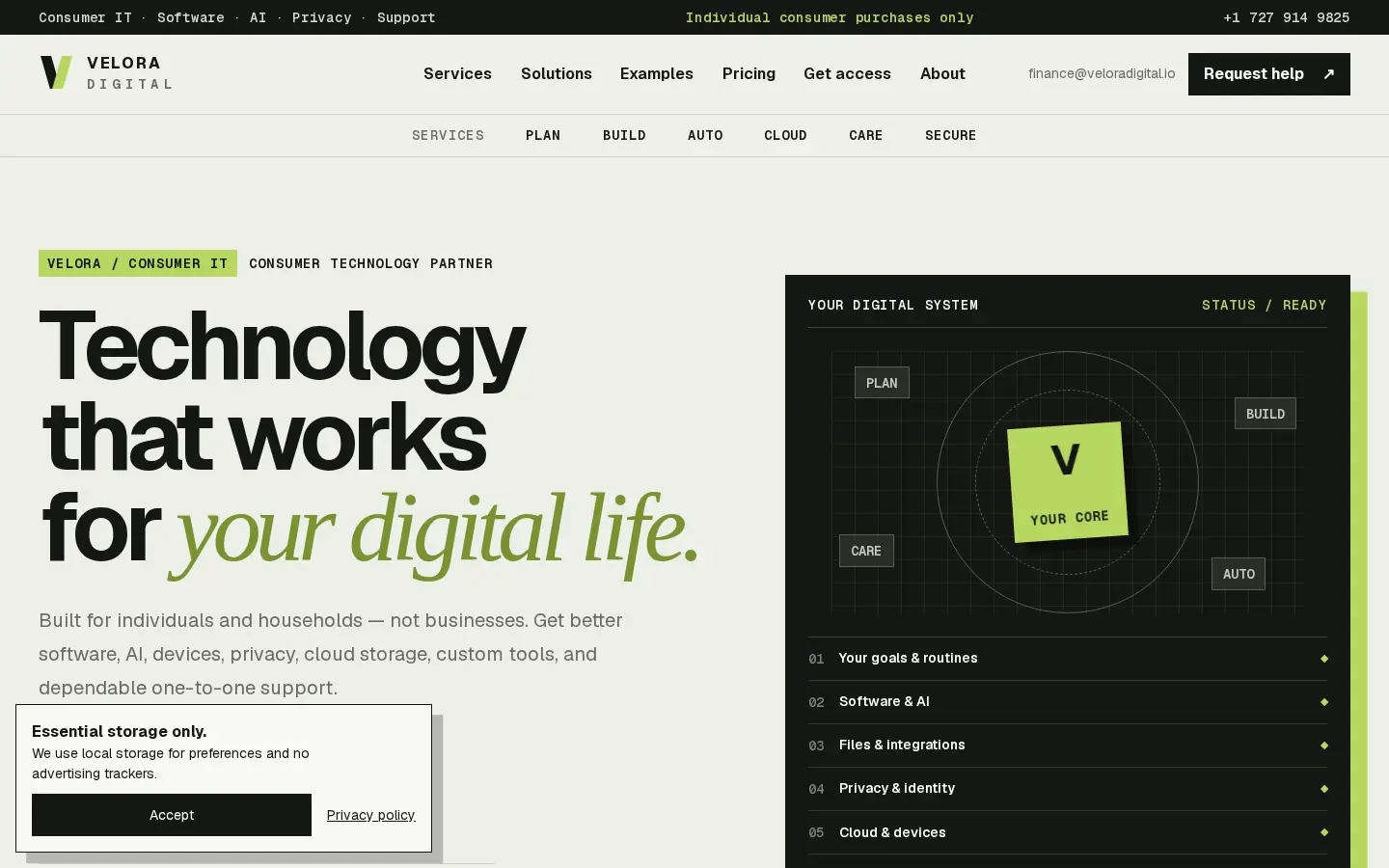 Velora Digital website — homepage