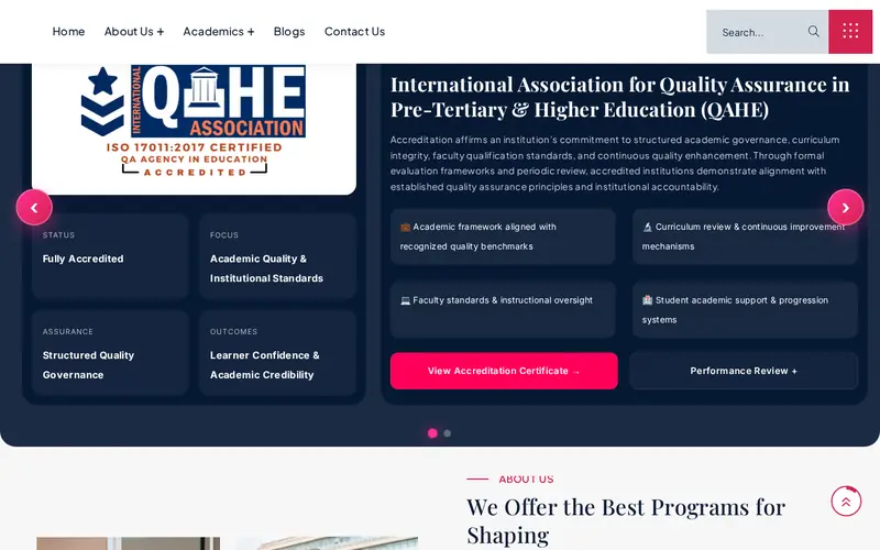 Woodcroft University website — interior section